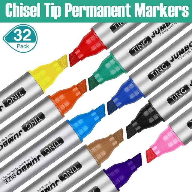 Alt view image 4 of 7 - Permanent Markers Jumbo Chisel Tip Bulk,Multicolor Waterproof Quick Dry Markers, Large Barrel Bold Writing, Ideal Pallet Warehouse Boxes, Office Inventory Labeling