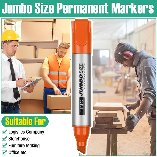 Alt view image 6 of 7 - Permanent Markers Jumbo Chisel Tip Bulk,Multicolor Waterproof Quick Dry Markers, Large Barrel Bold Writing, Ideal Pallet Warehouse Boxes, Office Inventory Labeling