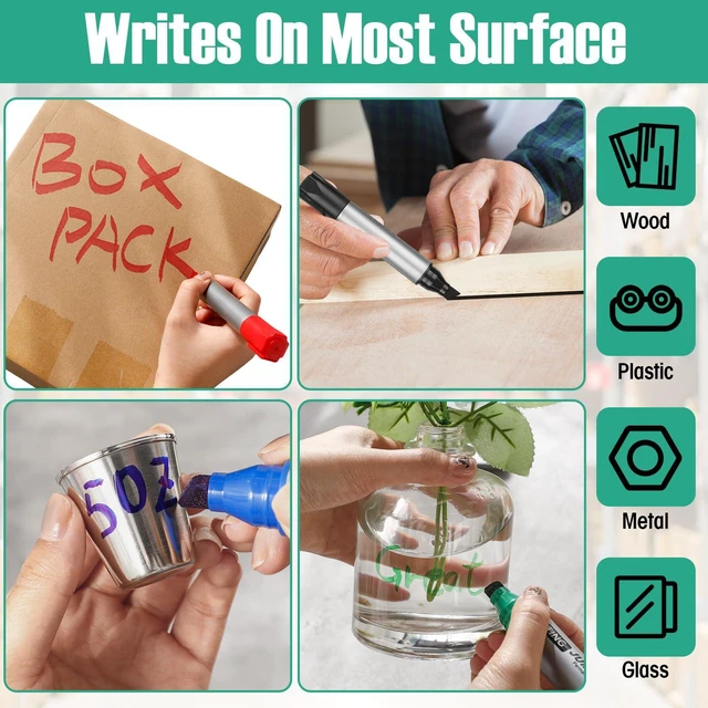 Alt view image 5 of 7 - Permanent Markers Jumbo Chisel Tip Bulk,Multicolor Waterproof Quick Dry Markers, Large Barrel Bold Writing, Ideal Pallet Warehouse Boxes, Office Inventory Labeling