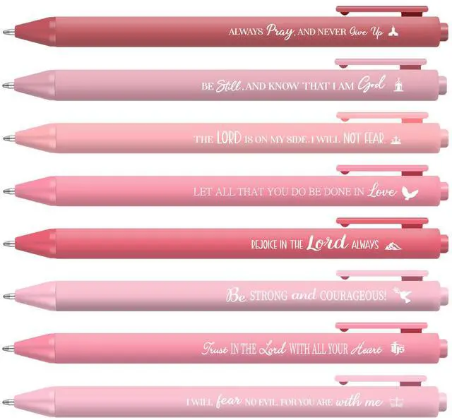 Main image of 80 Pcs Bible Verse Pens Christian Ballpoint Pens Inspirational Quotes Writing Tool Small Retractable Tiny Black Ink Religious Gifts for Women Men Office School (Pink Series)