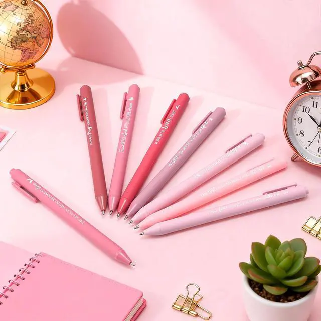 Alt view image 2 of 6 - 80 Pcs Bible Verse Pens Christian Ballpoint Pens Inspirational Quotes Writing Tool Small Retractable Tiny Black Ink Religious Gifts for Women Men Office School (Pink Series)