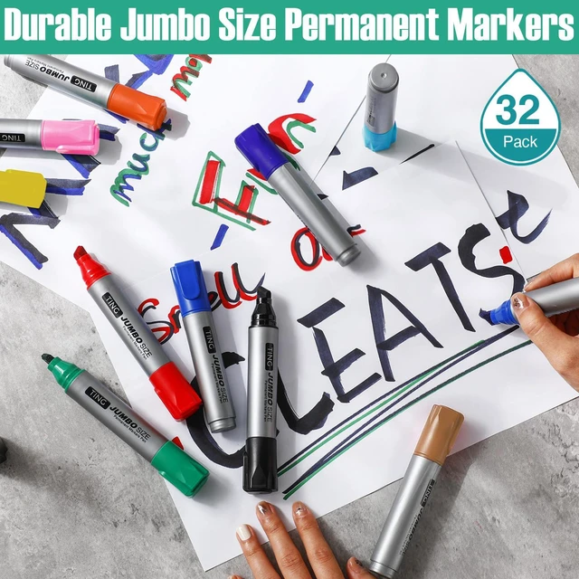 Alt view image 7 of 7 - Permanent Markers Jumbo Chisel Tip Bulk,Multicolor Waterproof Quick Dry Markers, Large Barrel Bold Writing, Ideal Pallet Warehouse Boxes, Office Inventory Labeling