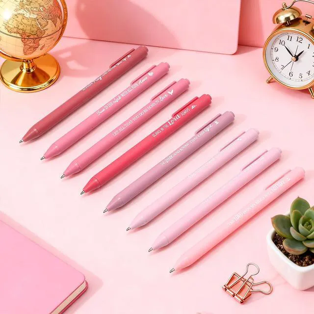 Alt view image 5 of 6 - 80 Pcs Bible Verse Pens Christian Ballpoint Pens Inspirational Quotes Writing Tool Small Retractable Tiny Black Ink Religious Gifts for Women Men Office School (Pink Series)