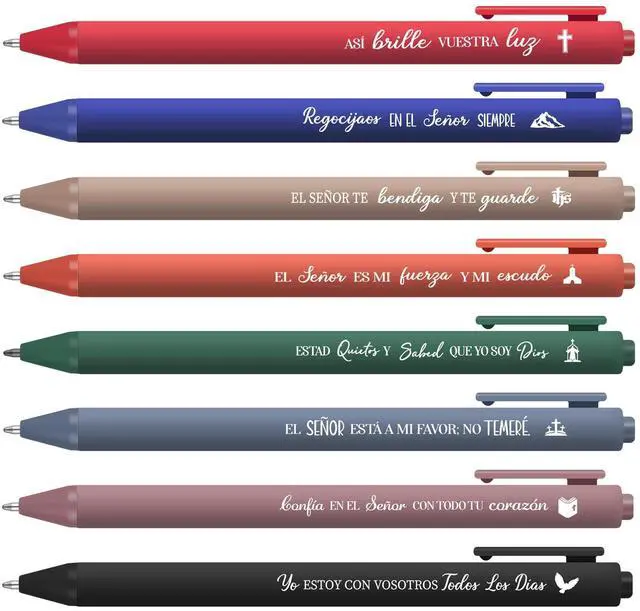 Main image of 80 Pcs Spanish Bible Verse Pens Christian Ballpoint Pens Inspirational Quotes Writing Tool Small Retractable Tiny Black Ink Religious Gifts for Women Men Office School(Dark Color)