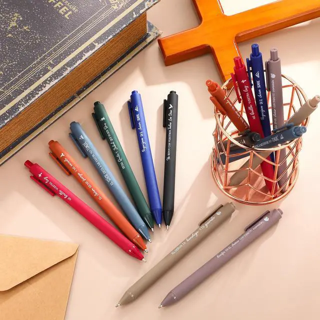 Alt view image 7 of 7 - 80 Pcs Spanish Bible Verse Pens Christian Ballpoint Pens Inspirational Quotes Writing Tool Small Retractable Tiny Black Ink Religious Gifts for Women Men Office School(Dark Color)