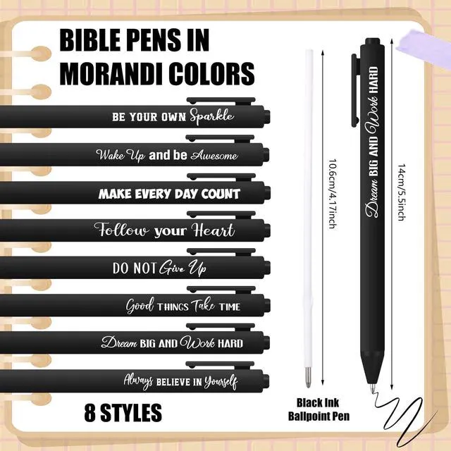 Alt view image 3 of 6 - 80 Pcs Motivational Pens Christian Ballpoint Pens Inspirational Quotes Writing Tool Small Retractable Tiny Black Ink Religious Gifts for Women Men Office School(Black)