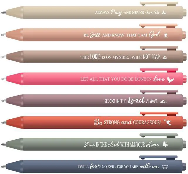 Main image of 80 Pcs Bible Verse Pens Christian Ballpoint Pens Inspirational Quotes Writing Tool Small Retractable Tiny Black Ink Religious Gifts for Women Men Office School (Light Color)