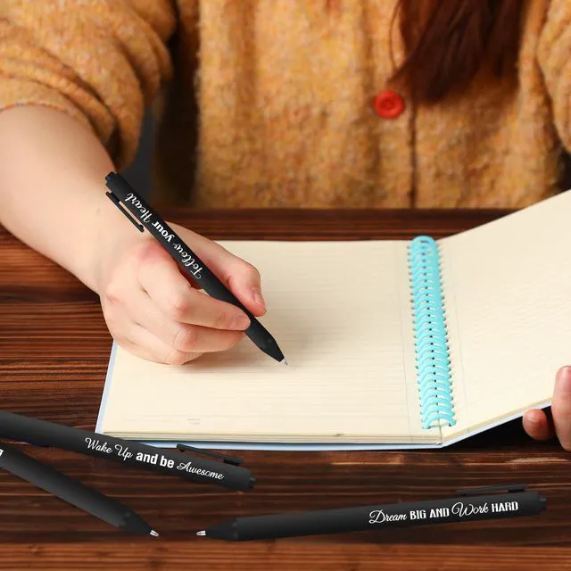 Alt view image 5 of 6 - 80 Pcs Motivational Pens Christian Ballpoint Pens Inspirational Quotes Writing Tool Small Retractable Tiny Black Ink Religious Gifts for Women Men Office School(Black)