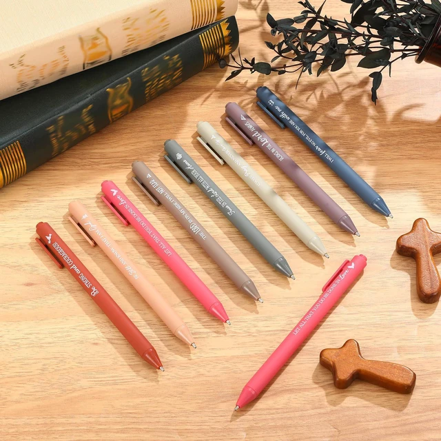 Alt view image 2 of 6 - 80 Pcs Bible Verse Pens Christian Ballpoint Pens Inspirational Quotes Writing Tool Small Retractable Tiny Black Ink Religious Gifts for Women Men Office School (Light Color)