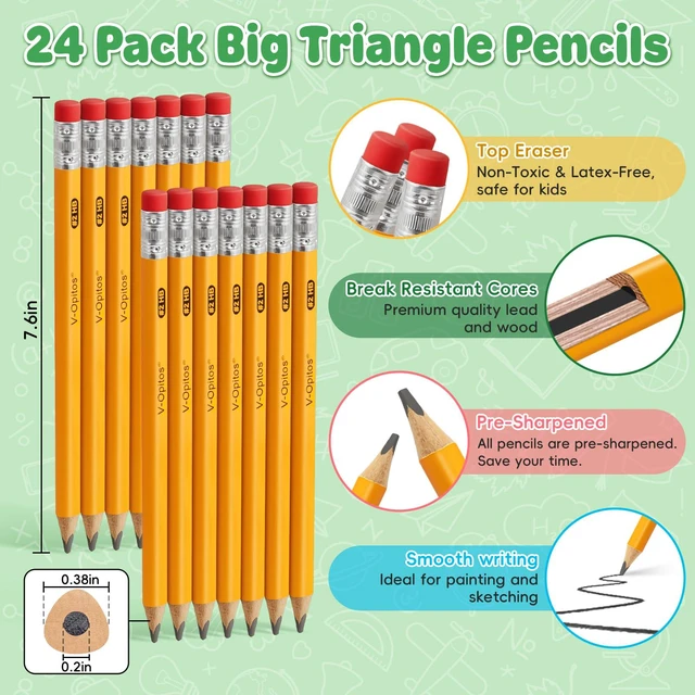 Alt view image 3 of 7 - 48 Pack Jumbo #2 HB Triangle Pre-Sharpened Wood-Cased Pencils