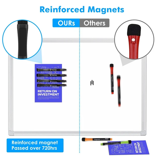 Alt view image 6 of 7 - Dry Erase Markers, 40 Count, Black, Ultra Fine Tip 0.7mm Magnetic with Eraser, Extra Fine Point Thin, Low Odor