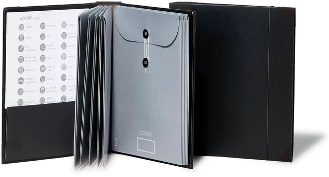 Main image of The Folio® Important Document Organizer by | Binder with Guided Labels, Acid-Free File Folder Organizer with 10 Pockets, Document Holder for Home Records, Legal and Medical Papers (Black)
