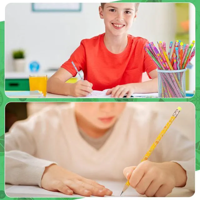 Alt view image 6 of 6 - 48 Pcs Scented Pencils for Kids Fun Wood HB Bulk with Erasers Cute Motivational Colorful Designs, Fruit Elements, for Student Classroom School Office, Rewards Party Favors Supplies