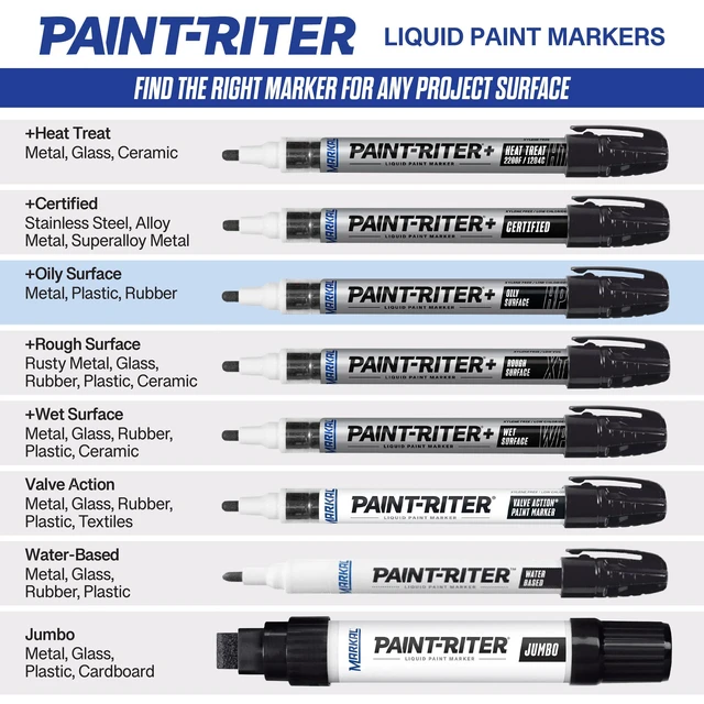 Alt view image 5 of 5 - 96967 Paint-Riter+ Oily Surface Liquid Paint Marker, Versatile Surface Compatibility, Bold Mark Size 1.8", Silver 12-Pack