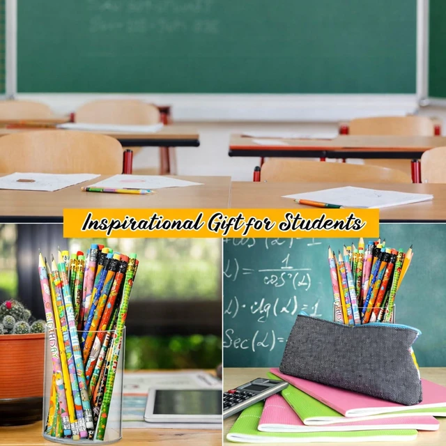Alt view image 5 of 7 - 500 Pcs Happy Birthday Pencils for Student Bulk, 10 Assorted Styles Colorful Pencils with Top Erasers for Teacher Rewards, Classroom Prizes, Birthday Party Favors Gifts