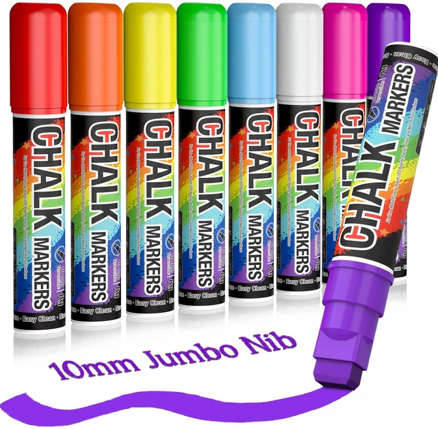 Main image of Window Markers for Cars Washable, 10mm Jumbo Liquid Chalk Pens for Art Wedding Signs, Just Married Car Decorations, Back to School Graduation Celebration, Glass Mirror Bistro Blackboard Poster