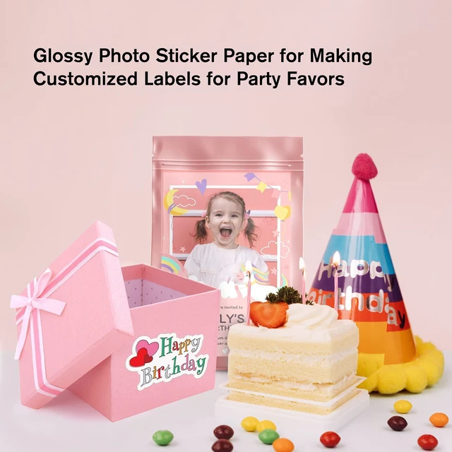 Alt view image 6 of 7 - Printable Glossy Sticker Paper for Inkjet Printer, 120 Sheets White, 8.5x11 Inch Self-Adhesive Photo Sticker Printer Paper for Crafts