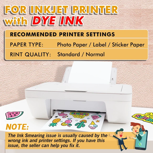 Alt view image 5 of 7 - Printable Glossy Sticker Paper for Inkjet Printer, 120 Sheets White, 8.5x11 Inch Self-Adhesive Photo Sticker Printer Paper for Crafts