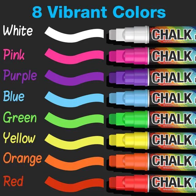 Alt view image 3 of 7 - Window Markers for Cars Washable, 10mm Jumbo Liquid Chalk Pens for Art Wedding Signs, Just Married Car Decorations, Back to School Graduation Celebration, Glass Mirror Bistro Blackboard Poster