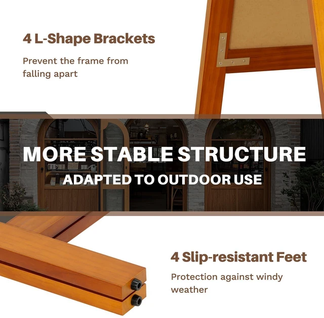 Alt view image 4 of 7 - A-Frame Double-Sided Magnetic Chalkboard 40"x20", Caramel Solid Pine Wood, Freestanding Sandwich Board, For Business, Restaurants, Cafes, Weddings, 8 Liquid Markers, 8 Magnets, 1 Rag