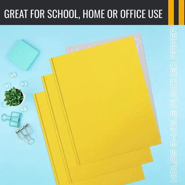 Alt view image 6 of 6 - Yellow Paper 2 Pocket Folders with Prongs, 50 Pack, Matte Texture, Letter Size Paper Folders, 50 Pack, with 3 Metal Prong Fastener Clips, Yellow