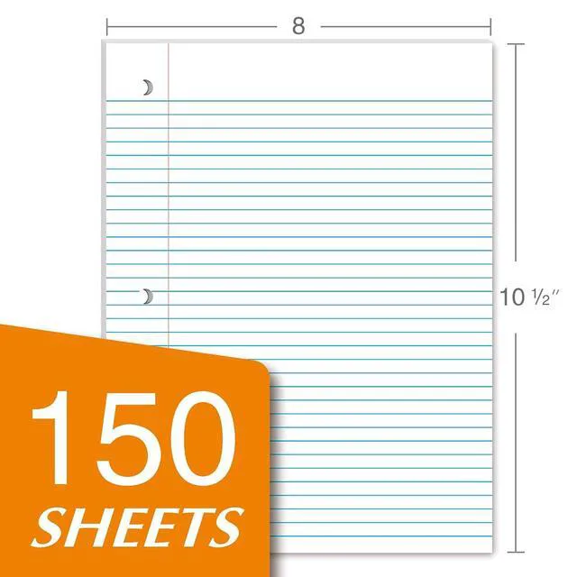 Alt view image 2 of 6 - Loose Leaf Paper Filler Paper 8x10.5 inches, College Ruled, 3-Hole Punched for 3-Ring Binder, 150 Sheets/Pack (3 Pack) F15001C