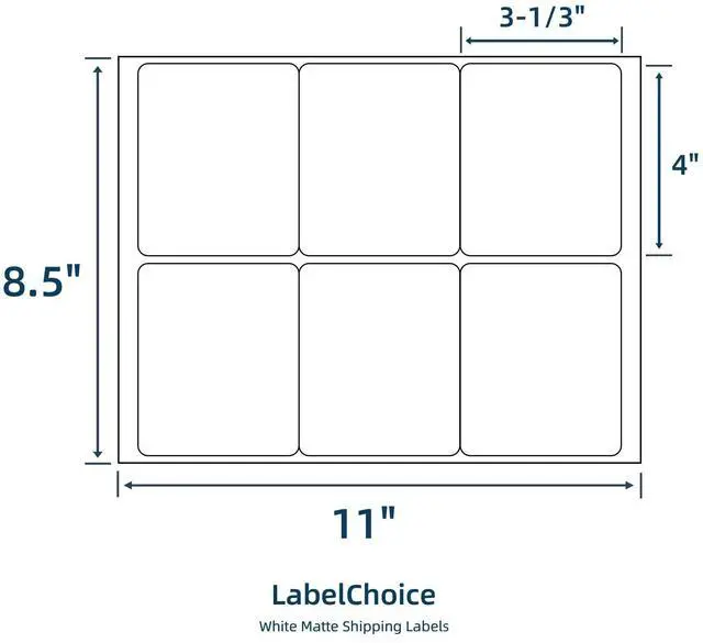 Alt view image 2 of 7 - 500 Sheets 3000 Pcs 3-1/3 x 4 6 Up Shipping Address Labels for Laser & Inkjet Printers, 3-1/3" x 4" 6 per Sheet Shipping Mailing Stickers, 6 Labels per Page