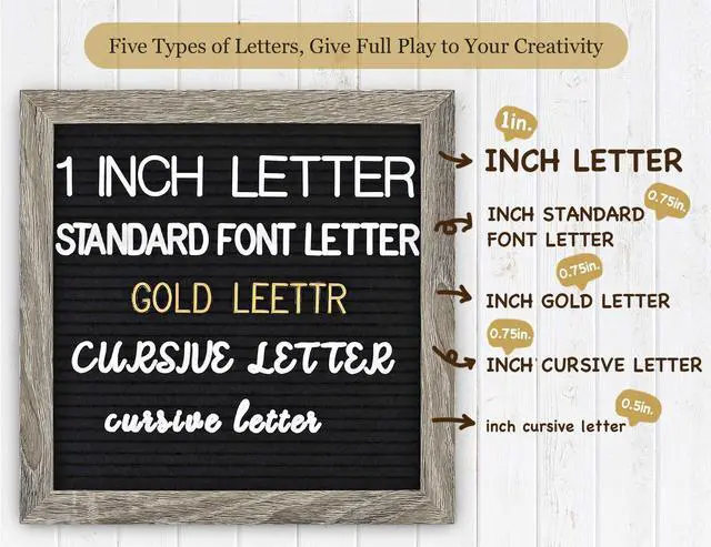 Alt view image 3 of 6 - Double Sided Felt Letter Board with Letters - Pre Cut & Sorted 725 letters with Stand, Cursive Style Letters, Big Letters, Plastic Organizer, Tabletop Display, Rustic Farmhouse Wall Decor