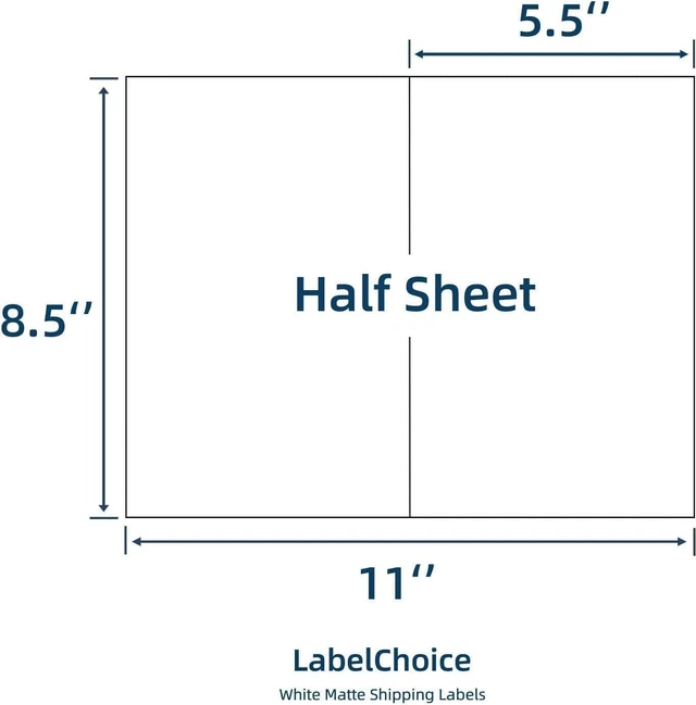 Alt view image 2 of 5 - 500 Sheets 1000 Pcs Self Adhesive 8.5" x 5.5" Half Sheet Shipping Labels for Laser & Inkjet Printers, 5-1/2 x 8-1/2 2 Up Half Page Shipping Mailing Labels, 2 per Page Shipping Labels