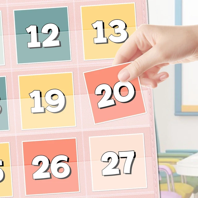 Alt view image 4 of 7 - Classroom Monthly Calendar Pocket Chart for 2.75 * 2.75 Cards,Homeschool Supplies and Classroom Must Haves! Only Chart(Pink)