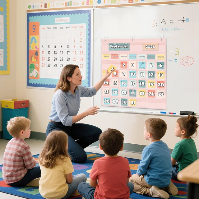 Alt view image 5 of 7 - Classroom Monthly Calendar Pocket Chart for 2.75 * 2.75 Cards,Homeschool Supplies and Classroom Must Haves! Only Chart(Pink)