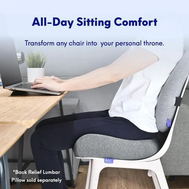 Alt view image 2 of 7 - Patented Pressure Relief Seat Cushion for Long Sitting Hours on Office/Home Chair, Car, Wheelchair - Extra-Dense Memory Foam for Hip, Tailbone, Coccyx, Sciatica - Wellness Green