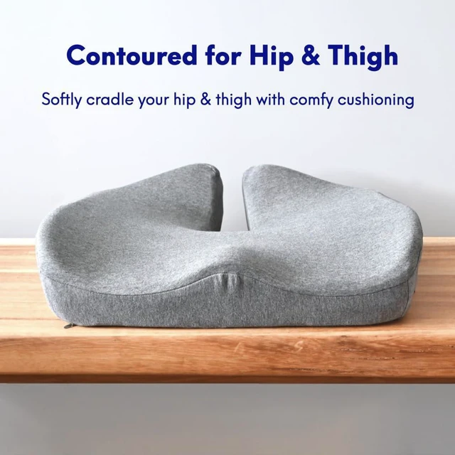 Alt view image 3 of 7 - Patented Pressure Relief Seat Cushion for Long Sitting Hours on Office/Home Chair, Car, Wheelchair - Extra-Dense Memory Foam for Hip, Tailbone, Coccyx, Sciatica - Wellness Green