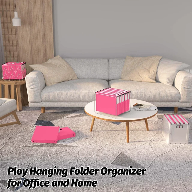 Alt view image 7 of 7 - Extra Capacity Plastic Hanging File Folders, 12 Pack, Letter, Pink Letter Size, Reinforced Expanding Hang Folder, Accordian Pocket, Heavy Duty 2" Expansion, Hanging Folder Organizer for Office