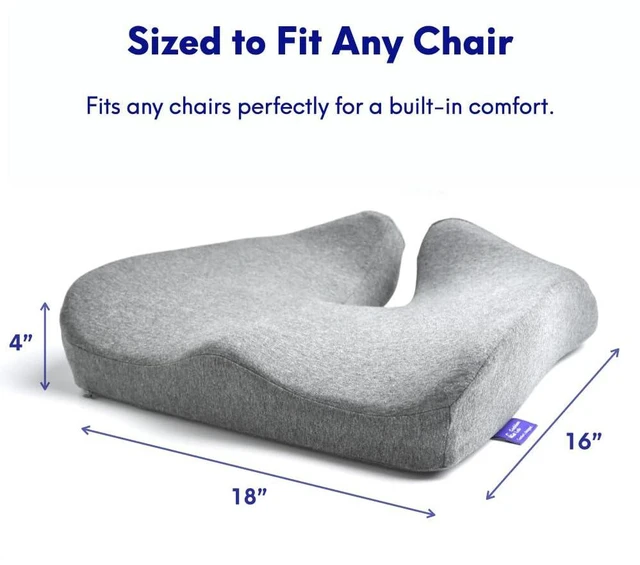 Alt view image 6 of 7 - Patented Pressure Relief Seat Cushion for Long Sitting Hours on Office/Home Chair, Car, Wheelchair - Extra-Dense Memory Foam for Hip, Tailbone, Coccyx, Sciatica - Wellness Green