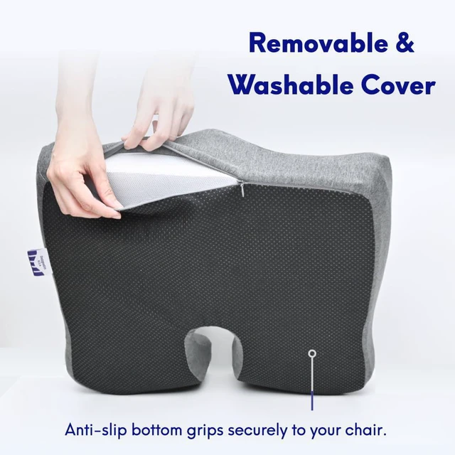 Alt view image 7 of 7 - Patented Pressure Relief Seat Cushion for Long Sitting Hours on Office/Home Chair, Car, Wheelchair - Extra-Dense Memory Foam for Hip, Tailbone, Coccyx, Sciatica - Wellness Green
