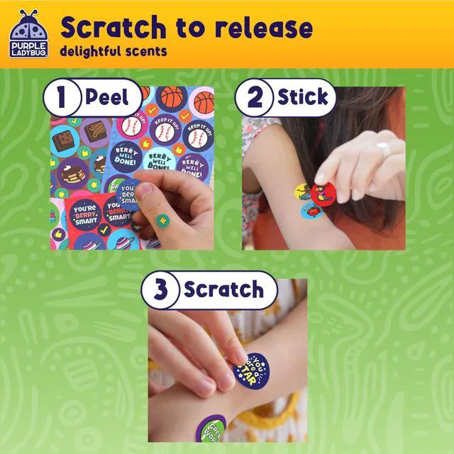 Alt view image 5 of 7 - 1260 Scratch and Sniff Stickers for Kids, 15 Scents - Smelly Stickers Sensory Scented Reward Stickers, Long-Lasting Scents, 2 Sizes, Non-Toxic, Classroom Motivational Incentives for Teachers
