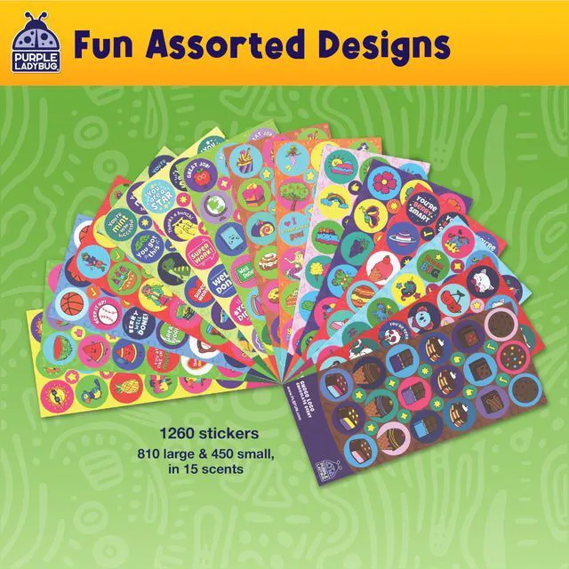 Alt view image 6 of 7 - 1260 Scratch and Sniff Stickers for Kids, 15 Scents - Smelly Stickers Sensory Scented Reward Stickers, Long-Lasting Scents, 2 Sizes, Non-Toxic, Classroom Motivational Incentives for Teachers