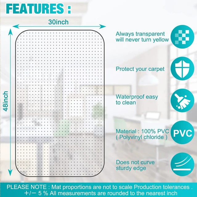 Alt view image 6 of 7 - Office Chair Mat for Carpets, 2 Pack, Clear,Heavy Duty, 48" x 30" Floor Protector Mat for Low Pile Carpeted Floors, Under Desk Computer Chair Mat for Home Office, Easy Glide