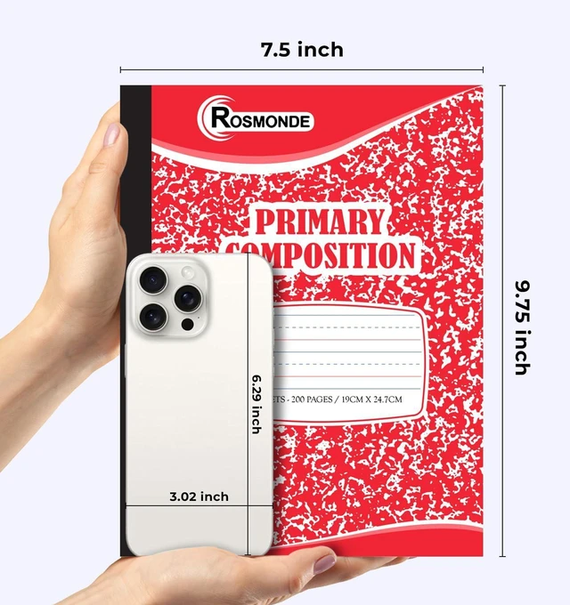Alt view image 3 of 7 - 12 Pack Primary Composition Notebooks, 200 Pages (100 Sheets) Primary Ruled Composition Notebook, 9-3/4" x 7-1/2", Grades K-2, Writing Dotted Lined, Assorted Colors, Hardcover Journals