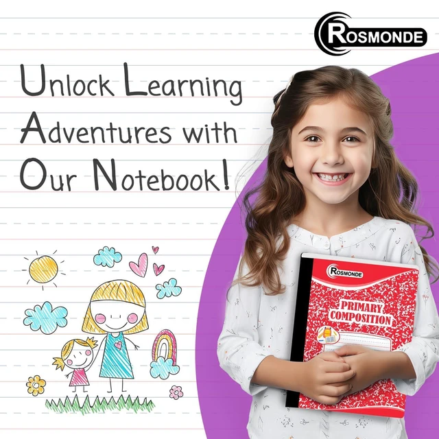Alt view image 6 of 7 - 12 Pack Primary Composition Notebooks, 200 Pages (100 Sheets) Primary Ruled Composition Notebook, 9-3/4" x 7-1/2", Grades K-2, Writing Dotted Lined, Assorted Colors, Hardcover Journals