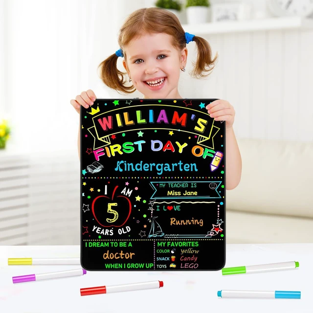 Alt view image 7 of 7 - 2 Packs First and Last Day of School Board Signs with 6 Colorful Liquid Chalk Markers - 12" X 10" Double-Sided - Back to School Supplies for Kindergarten Preschool