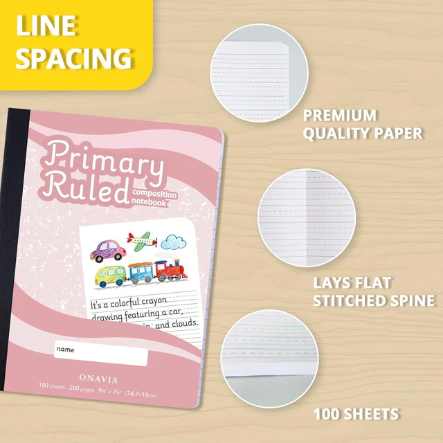 Alt view image 2 of 6 - Primary Composition Notebook 4 Pack, Picture Space, 200 Pages Marble 100 ct, 9.75 x 7.5 in, Primary Journal Grades K-2, Picture Space, Writing Practice, Kindergarten, Notebook for Kids