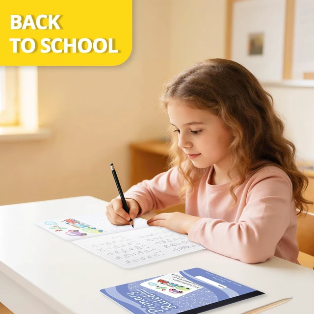 Alt view image 5 of 6 - Primary Composition Notebook 4 Pack, Picture Space, 200 Pages Marble 100 ct, 9.75 x 7.5 in, Primary Journal Grades K-2, Picture Space, Writing Practice, Kindergarten, Notebook for Kids