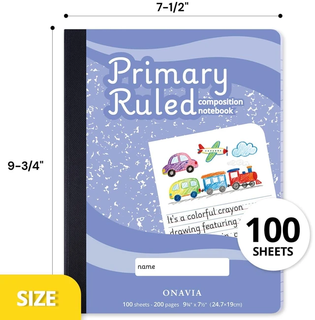 Alt view image 6 of 6 - Primary Composition Notebook 4 Pack, Picture Space, 200 Pages Marble 100 ct, 9.75 x 7.5 in, Primary Journal Grades K-2, Picture Space, Writing Practice, Kindergarten, Notebook for Kids
