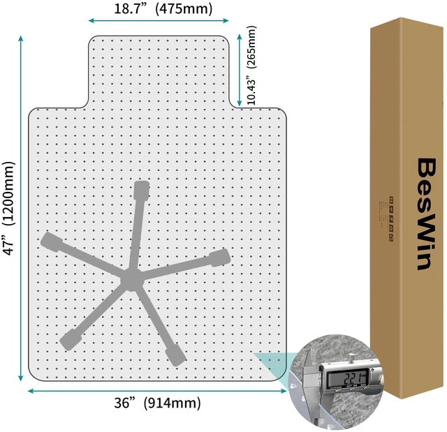 Alt view image 7 of 7 - Office Chair Mat for Low Pile Carpets, Clear, 36" x 48" with Lip Carpet Protector Mat for Office Chair, Heavy Duty Computer Desk Floor Mat for Carpeted floors for Home/Offices, Easy Glide