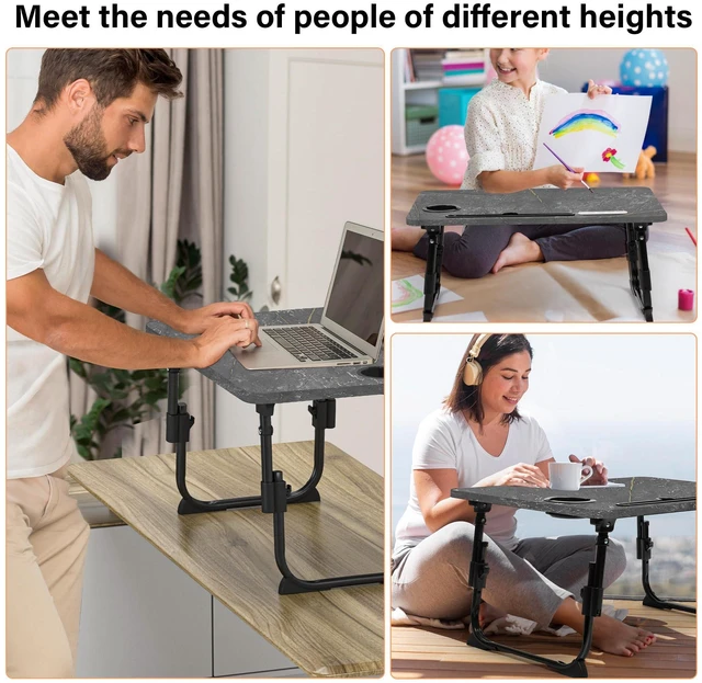 Alt view image 6 of 7 - Lap Desk for Bed Adjustable Height with USB Port 23.6" x15.7" Desktop Storage Drawer, Bookshelf, Fits 17" Laptop, For couch WFH Study, Foldable Non-Slip No Assembly Sturdy Lightweight DeepStone
