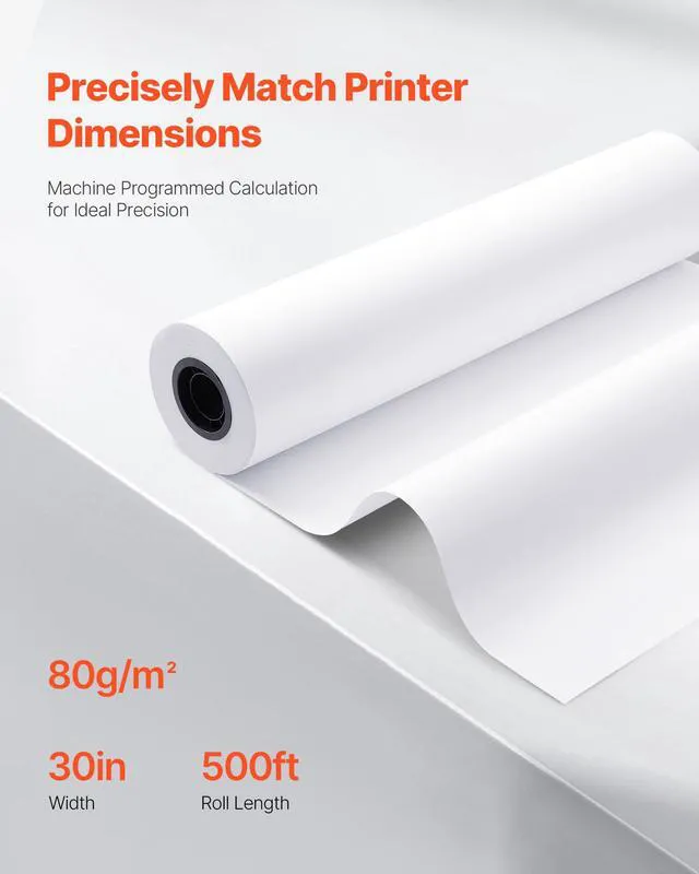 Alt view image 3 of 7 - Wide Format Paper, 30 in x 500 ft Plotter Roll, 2 Rolls CAD Bond Rolls with 3 in Core, 20 LB Bond Paper Rolls, Ideal for CAD Drawings, Engineering Plans, GIS Maps, and Architectural Designs
