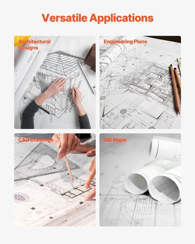 Alt view image 6 of 7 - Wide Format Paper, 30 in x 500 ft Plotter Roll, 2 Rolls CAD Bond Rolls with 3 in Core, 20 LB Bond Paper Rolls, Ideal for CAD Drawings, Engineering Plans, GIS Maps, and Architectural Designs