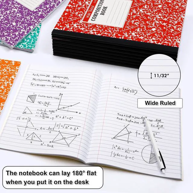 Alt view image 2 of 7 - Composition Notebook, 8 Pack 8 Pastel Colors Wide Ruled Composition Books Bulk, Marble Cover Notepad Lined Cute Journal Notebooks for School Supplies Notes Taking Writing, 9.75 X 7.5 in